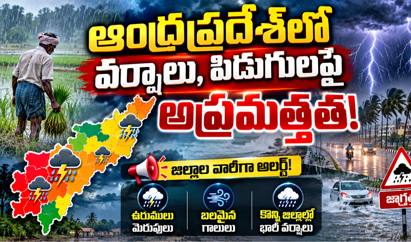 ఆంధ్రప్రదేశ్‌లో వర్షాలు, పిడుగులపై అప్రమత్తత